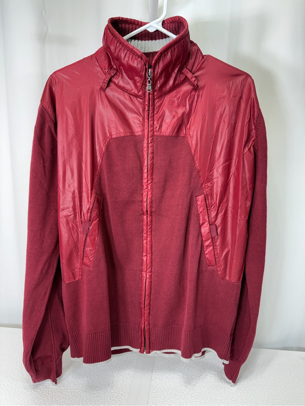 Silver985 Burgundy Mixed-Media Utility Jacket 4261